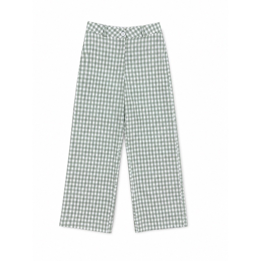 Womens Gingham Wide Leg Pants Small Beach Coastal Euro Summer Preppy Twee